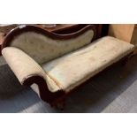 A 20th century mahogany framed chaise longue, on t