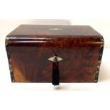 A 19th century burr wood tea caddy fitted with two