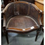 A mahogany framed tub chair with carved frame, ree