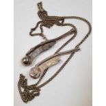 A naval Bosun's whistle with engraved decoration,