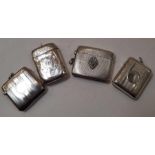 A collection of four silver vesta cases, various p