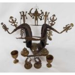 A brass anglo indian inkwell, the main body decora