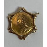 An 1889 full sovereign in a 9ct gold pendant mount
