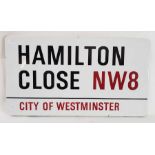 London enamel street sign "Hamilton Close, NW8" 44