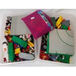 Two large boxes of loose assorted Lego blocks