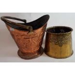 An Arts & Crafts copper bin by Hugh Wallis, along