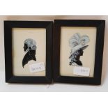 Two modern silhouette portraits in black frames, 1