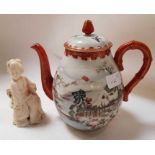 An early 20th century hand painted Japanese teapot