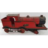 A vintage LMS model of a locomotive, the wooden fr