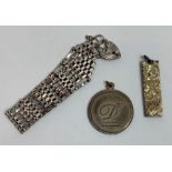 A silver gate bracelet; and a silver ingot pendant