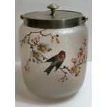 A late Victorian moulded glass biscuit barrel with