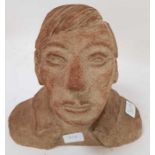 A mid century/vintage stone bust of boy, 24cm high
