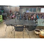 Large black metal garden table with 6 chairs,condi