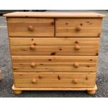 Pine chest of drawers, 2 short, 3 long, condition
