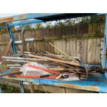 Metal steps & quantity of garden tools, condition