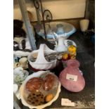Half shelf of china items, large bowl, jug, dishes