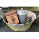 Metal tin bath, metal chicken feeder & Chadwell bi