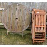 4 wooden garden chairs & circular garden table, co