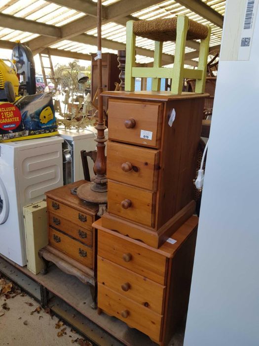 Pine chest of 3 drawers along with another similar