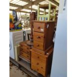 Pine chest of 3 drawers along with another similar