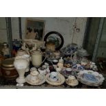 Shelf of china to include a cheese dish, teapots,