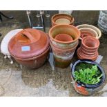 Quantity of terracotta & glazed pots, condition re