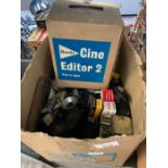 Box of camera equipment to include a cini editor,