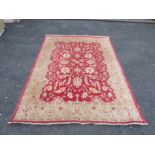 Rug in red and cream colouring, condition requests