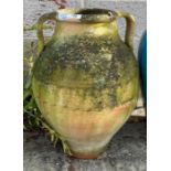 Large terracotta urn with handles, condition reque
