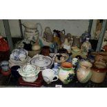 Shelf of china to include jugs, cups & saucers, tu