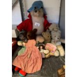 Collection of teddy bears including Paddington Bea