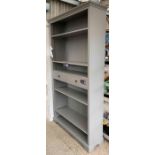 Grey painted coach house bookcase, condition reque