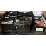 4 amplifiers with a box of leads, condition reques
