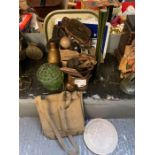 Small collection of Army style bag, vase, tray etc