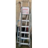 3 aluminium step ladders, along with 2 sets of ste