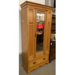Small wardrobe with mirrored door & single drawer,