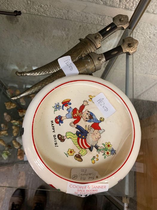 Noddy dish along with 2 small daggers, condition r