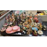 Half shelf of various ornaments, statues, dishes e