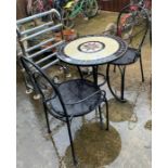 Black mosaic tiled bistro set, condition requests