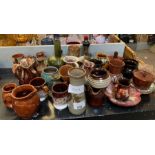 Half shelf of Studio Pottery, condition requests a