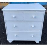 Small white painted pine chest of drawers,