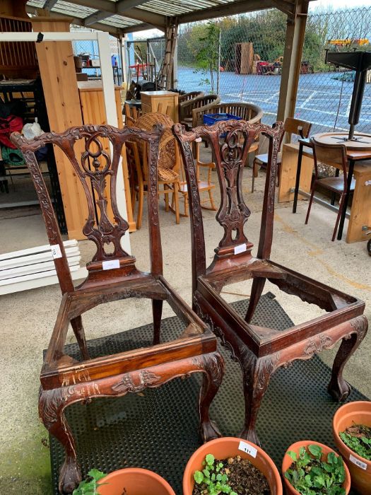 2 dark wood chair frames condition requests and ad