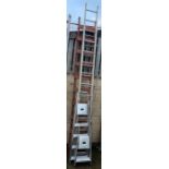 Aluminium ladder, wooden step ladder & 2 sets of m