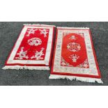 2 rugs in red and cream, condition requests and ad