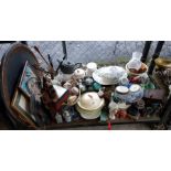 Shelf of items to include china plates, tureens, p