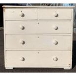 Victorian pine painted chest of drawers, 2 short,