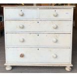 Victorian painted pine chest of drawers, 2 short, 3 long,