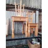 Pine nest of 2 tables, 2 pine stools & 1 other pin