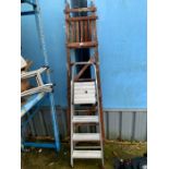 Set of metal steps & some wooden steps, condition