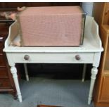 Cream pine painted table with drawer & Lloyd Loom style
